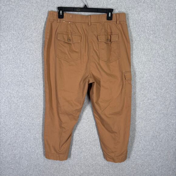 Talbots Cargo Pant 14P Khaki Linen Capri Super Soft Utility Wide Leg Baggy Crop - Picture 7 of 11